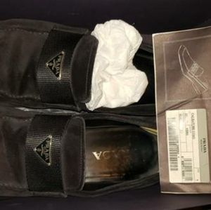Prada Men's Black Slip-on Suede Loafers, USA Sz 8